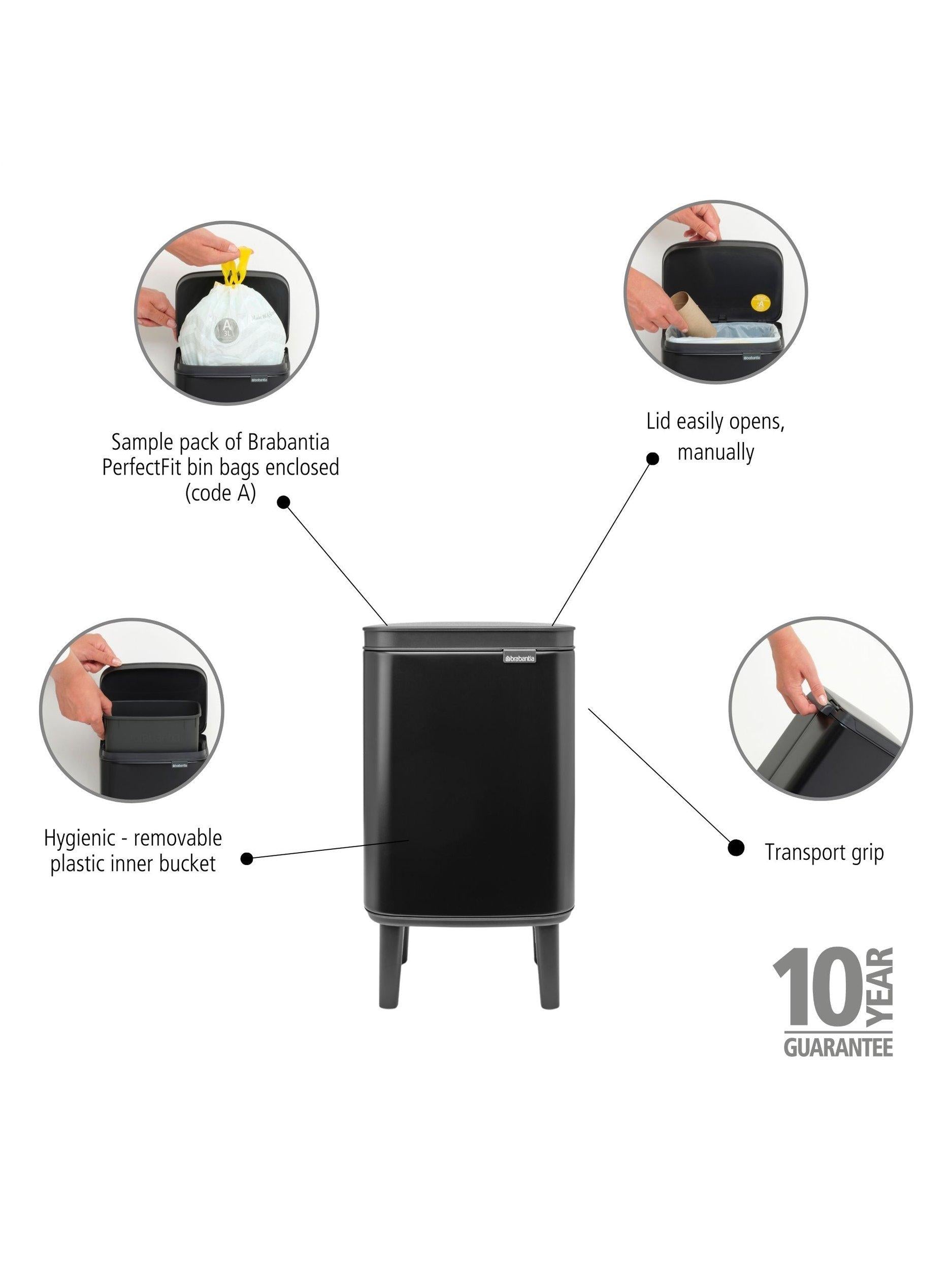 Brabantia Compact Waste Bin Hi 4L - British product