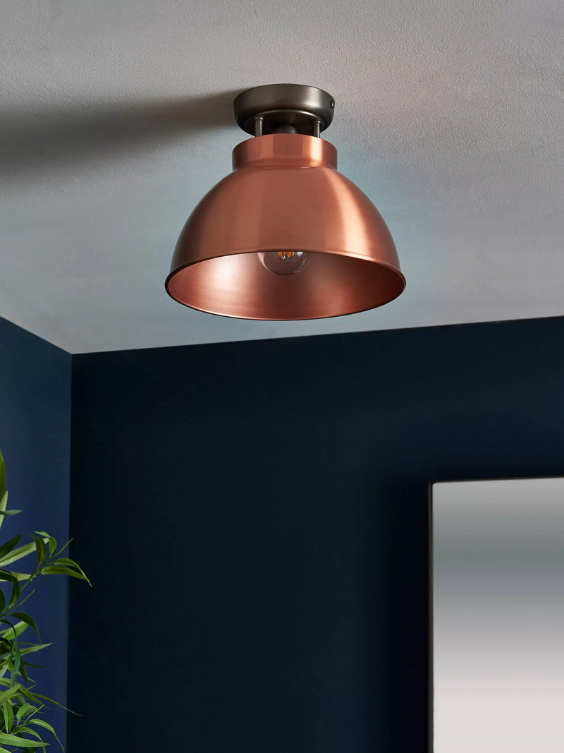 John Lewis Baldwin semi flush ceiling light brushed metallic 19cm drop, UK version
