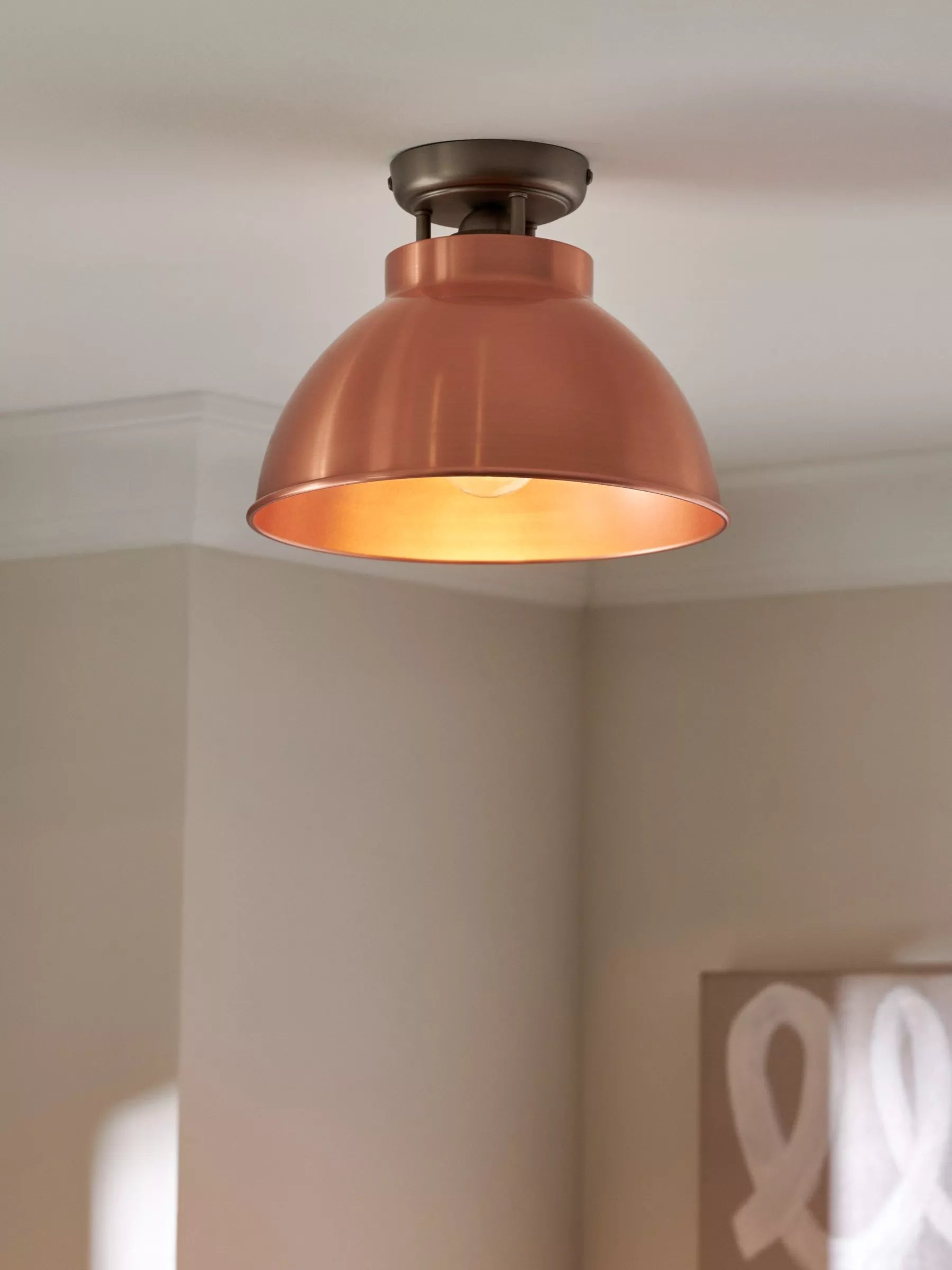 John Lewis Baldwin semi flush ceiling light brushed metallic 19cm drop, UK version