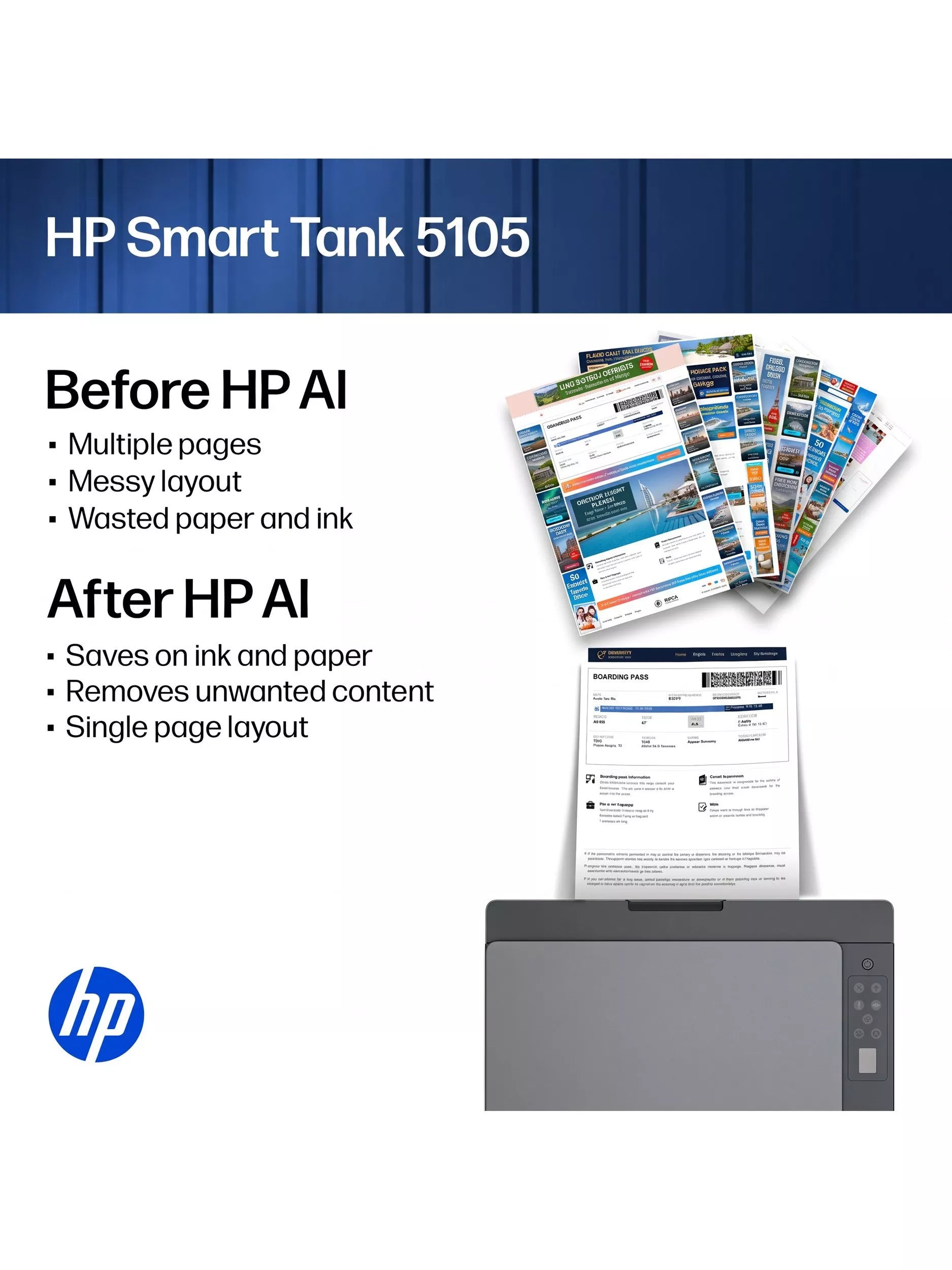 HP Smart Tank 5105 all-in-one wireless printer white (British brand)