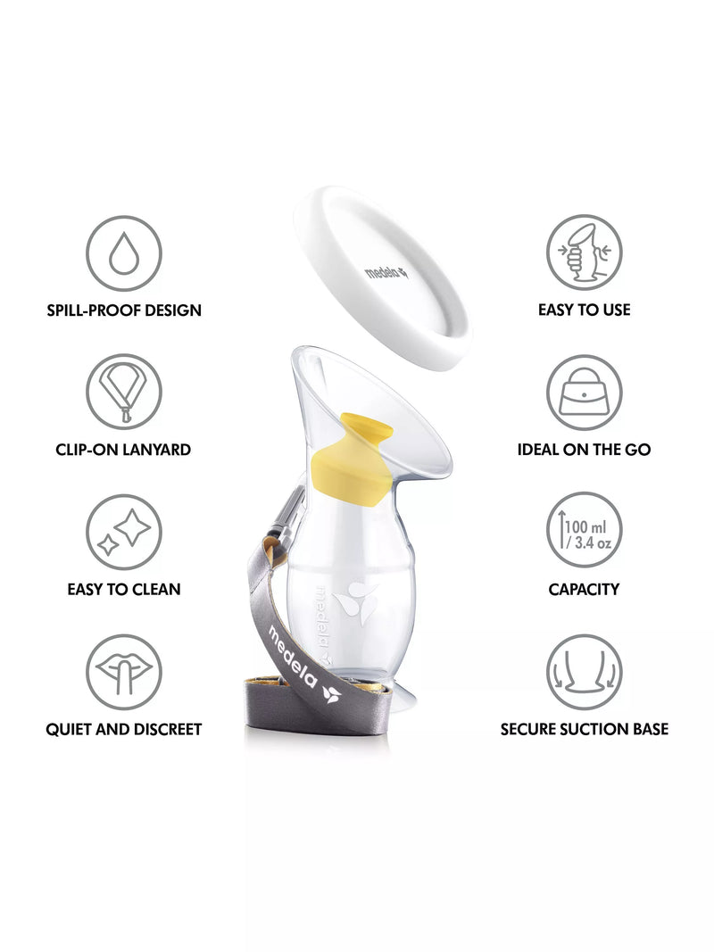 Medela Silicone Breast Milk Collector with lanyard, imported from the UK