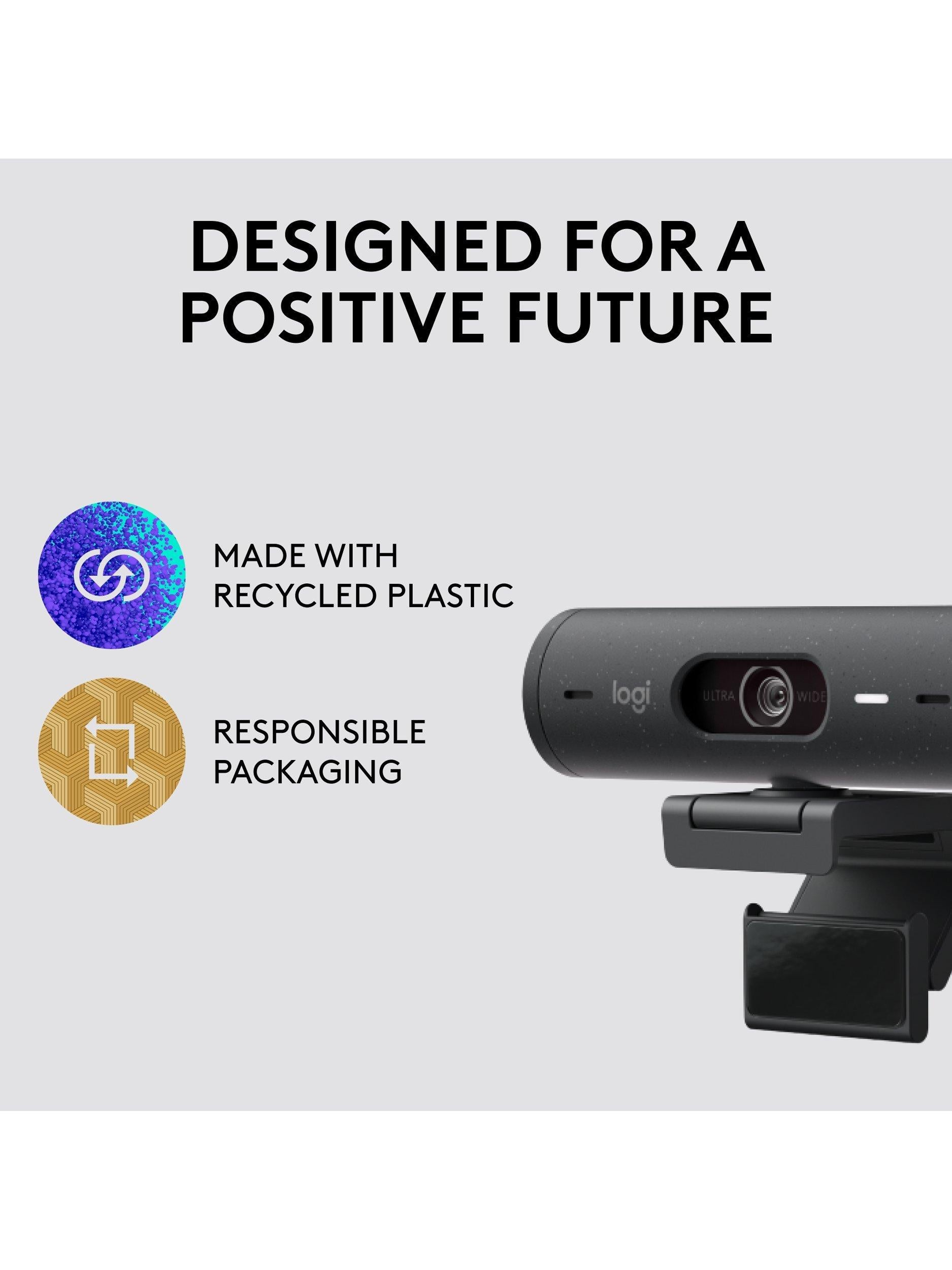 Logitech Brio 500 Full HD 1080p webcam with privacy shutter - British product