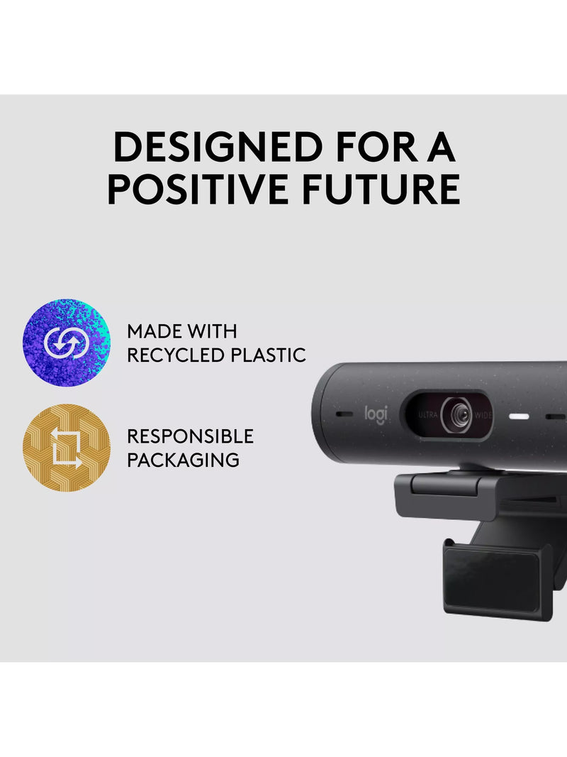 Logitech Brio 500 Full HD 1080p webcam with privacy shutter - British product