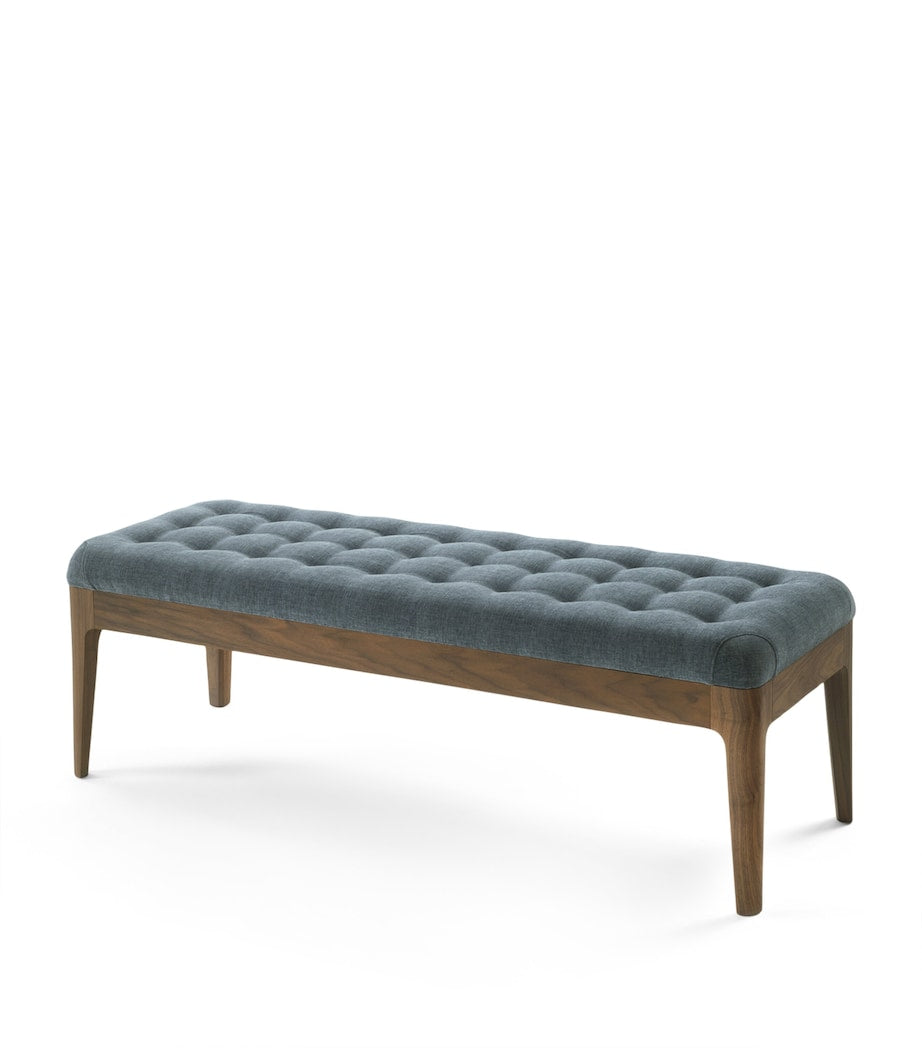 Porada walnut webby bench with Chesterfield seat (British brand)