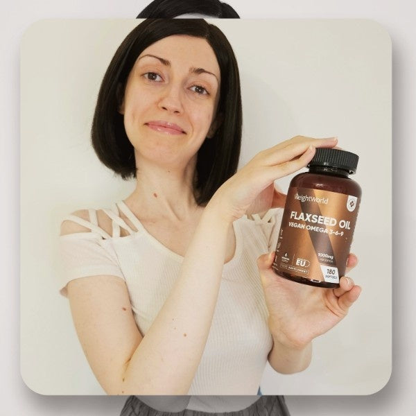 Flaxseed oil 1000mg softgels 180 count, imported from the UK