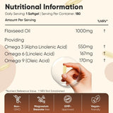 Flaxseed oil 1000mg softgels 180 count, imported from the UK
