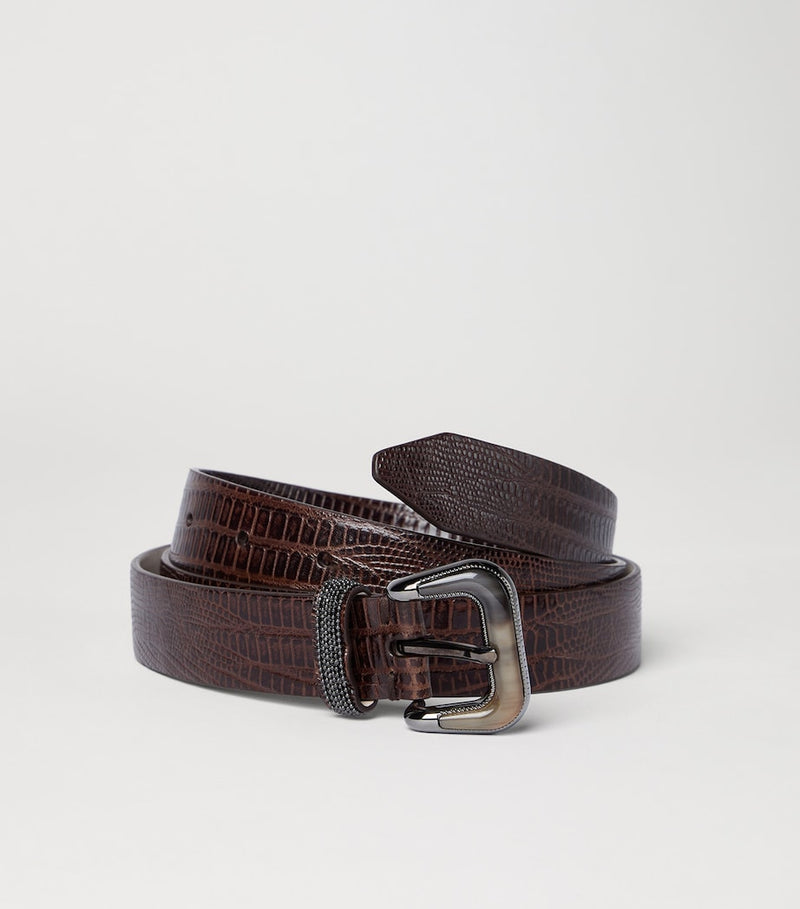 Brunello Cucinelli embossed leather belt (British brand)