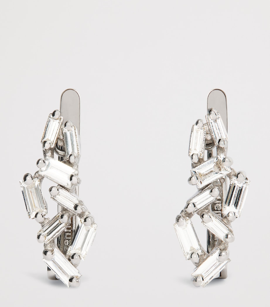 Suzanne Kalan white gold diamond cluster huggie earrings, UK version