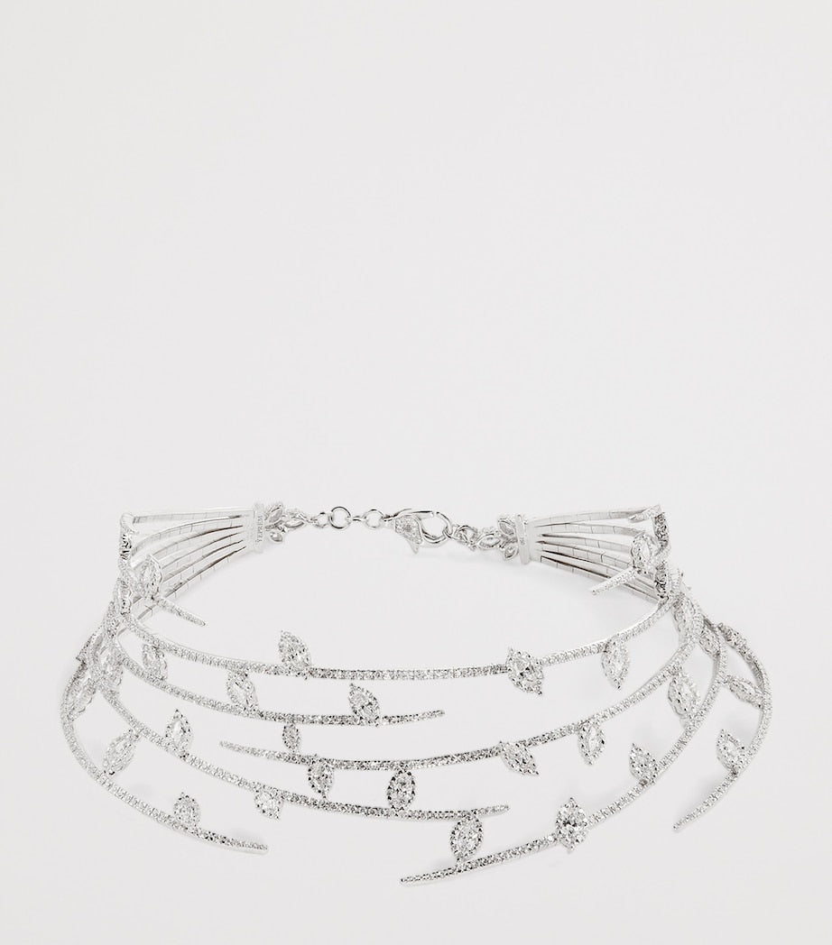 Yeprem Y-Couture white gold diamond leaf choker (British brand)