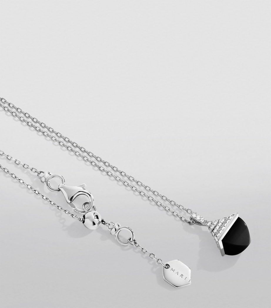Marli New York white gold diamond black onyx pendant necklace (British brand)
