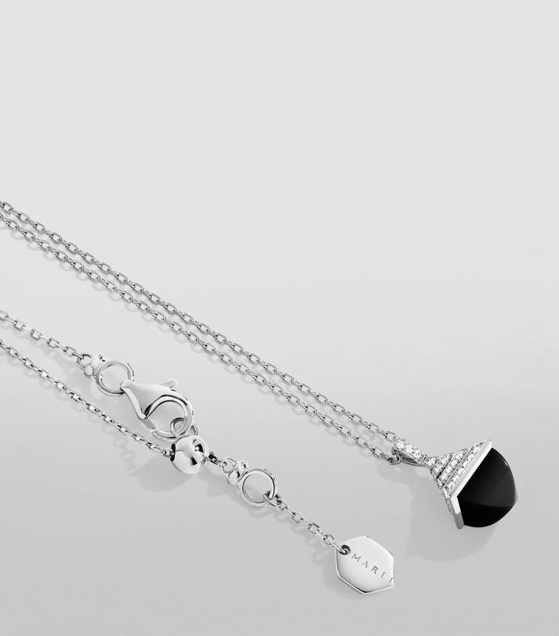 Marli New York white gold diamond black onyx pendant necklace (British brand)
