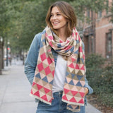 POM reversible jacquard scarf blue pink mix, UK version