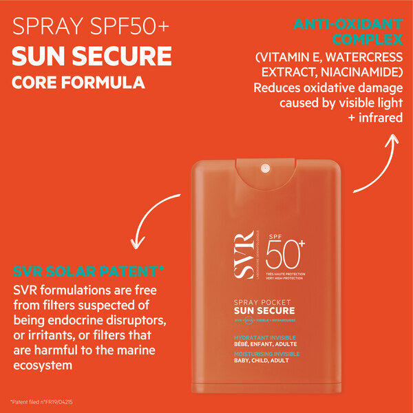 SVR Sun Secure SPF50+ hydrating face spray 20ml (British brand)