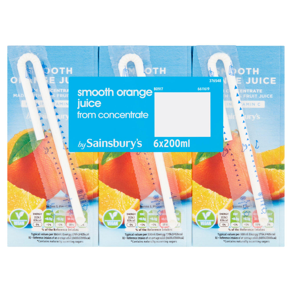 Sainsbury's Pure Orange Juice 6x200ml