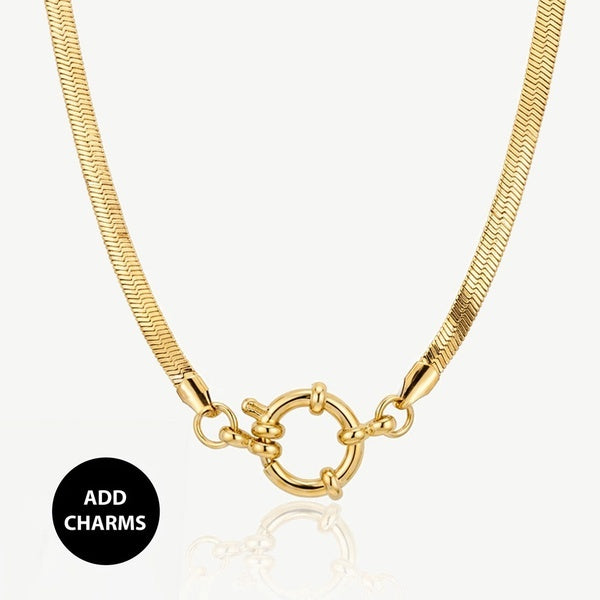 MUCHV gold herringbone chain choker necklace 40cm - British product