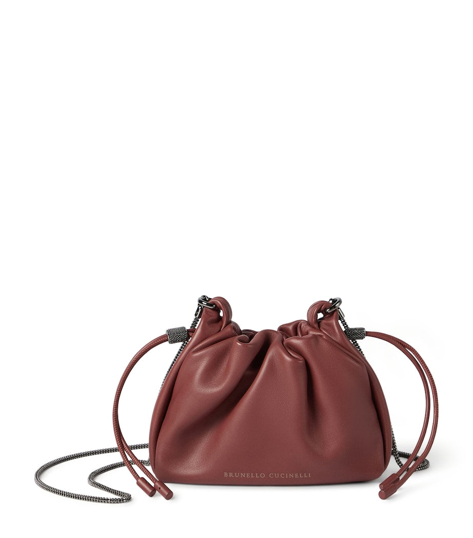 Brunello Cucinelli mini leather mellow bucket bag (British brand)