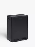 John Lewis 2 Section Recycling Bin, with Handles, 60L - Black