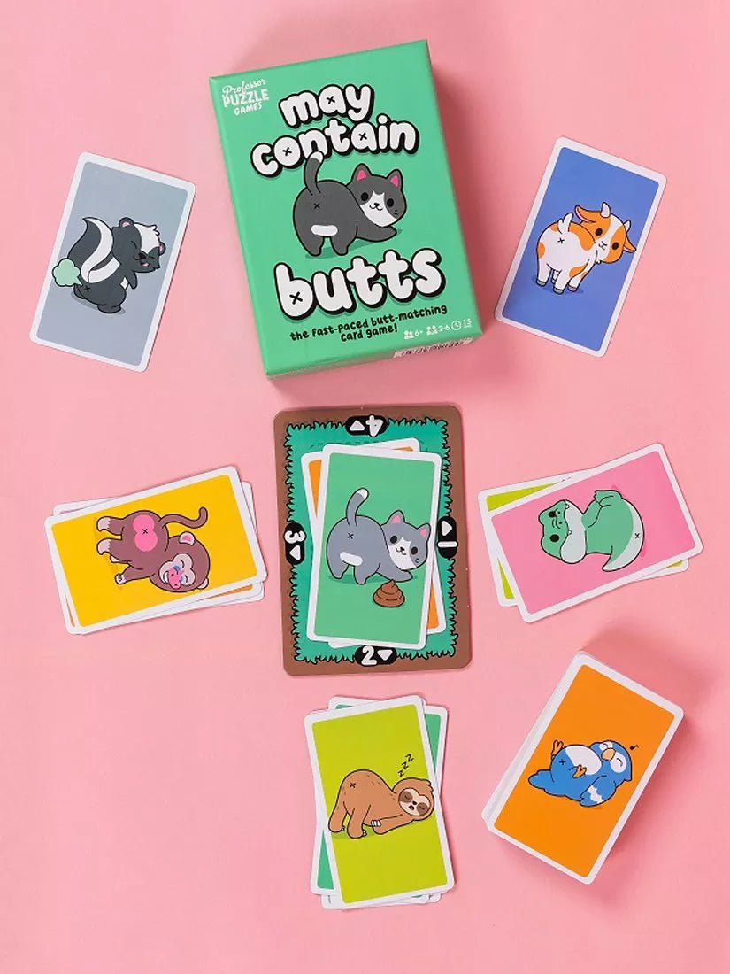 Professor Puzzle May Contain Butts card game, imported from the UK