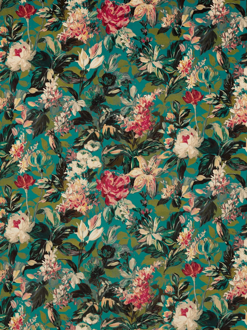 Clarke & Clarke Lilum velvet furnishing fabric floral pattern - British product