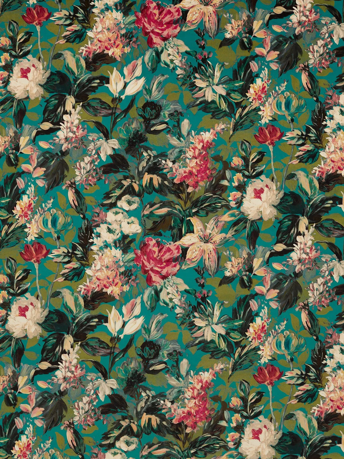Clarke & Clarke Lilum velvet furnishing fabric floral pattern - British product