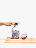 OXO kitchen chopper with stainless steel blade and measuring cup, imported from the UK