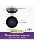 Eaziglide non-stick saute pan 26cm, imported from the UK