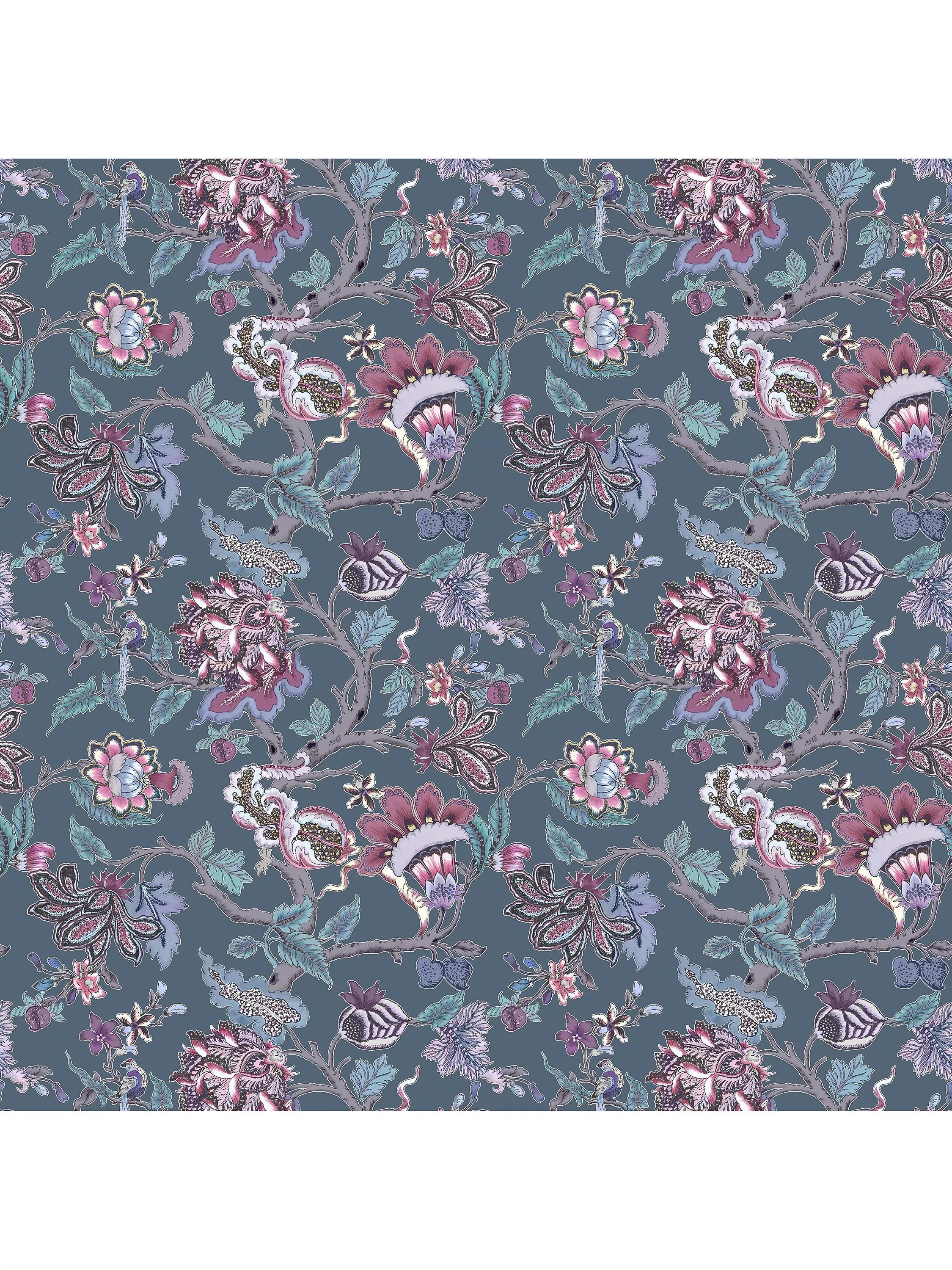 Voyage Adhira floral velvet furnishing fabric 136cm wide, UK version
