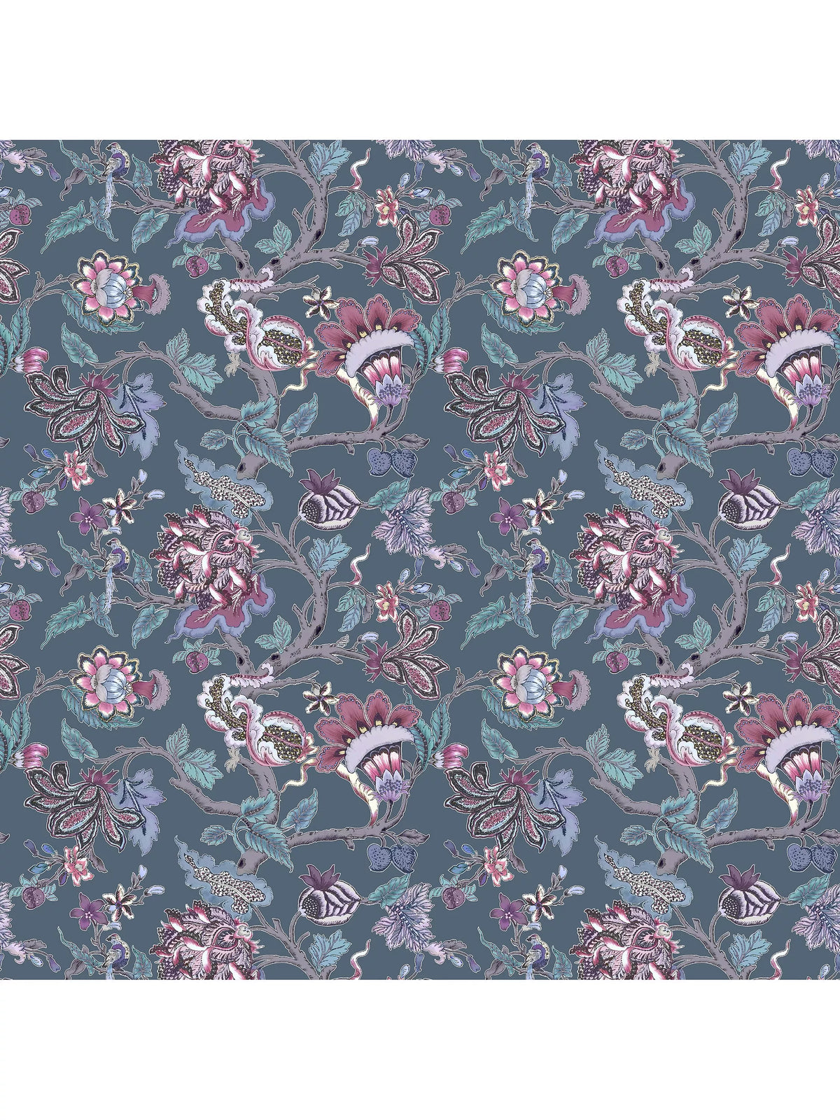 Voyage Adhira floral velvet furnishing fabric 136cm wide, UK version