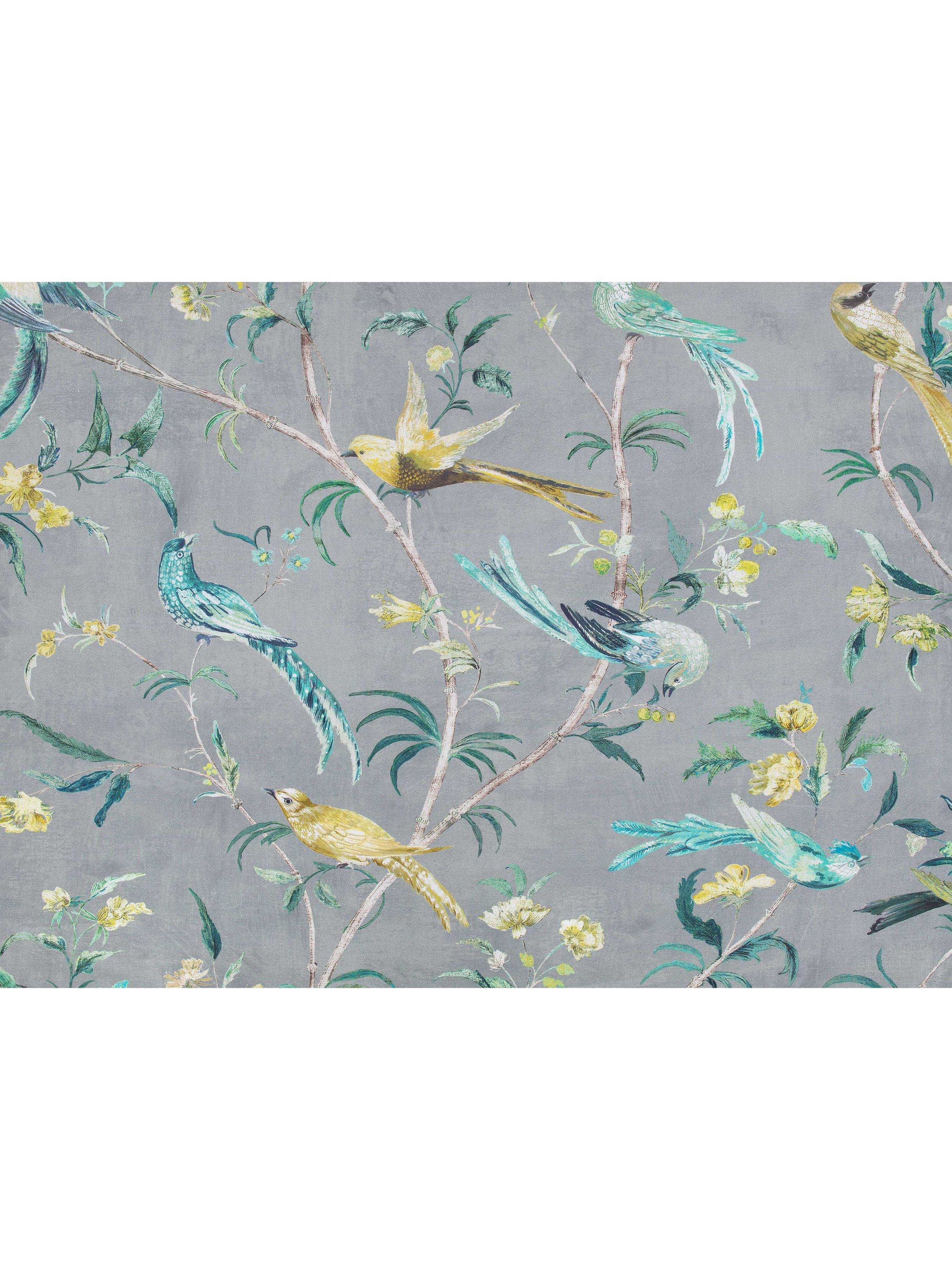 Romo Pluma fabric tropical bird design linen blend, imported from the UK