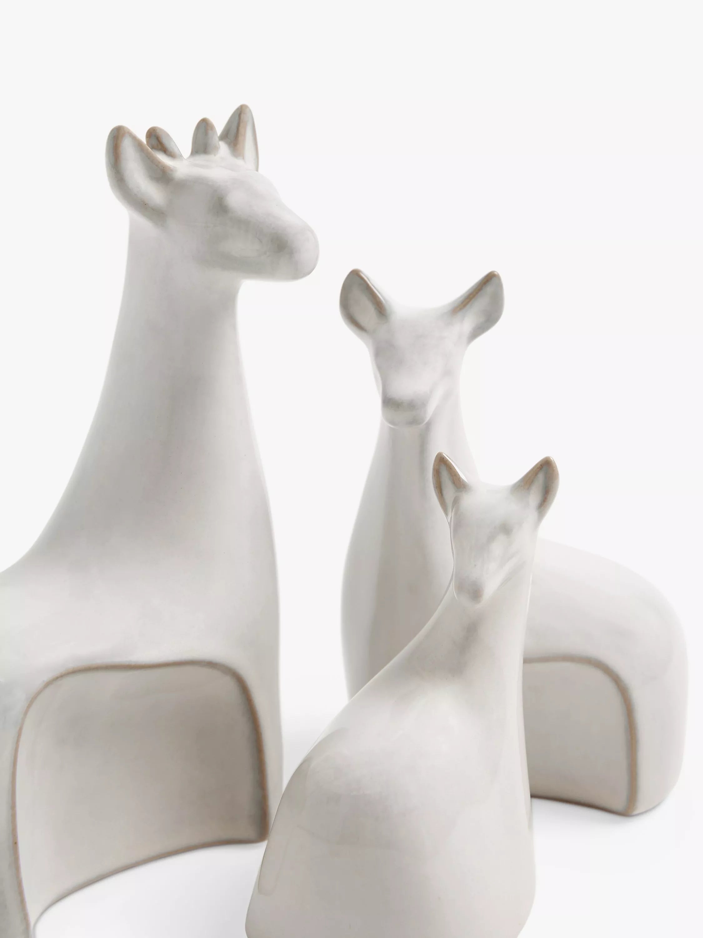 John Lewis stoneware deer ornament set white, imported from the UK