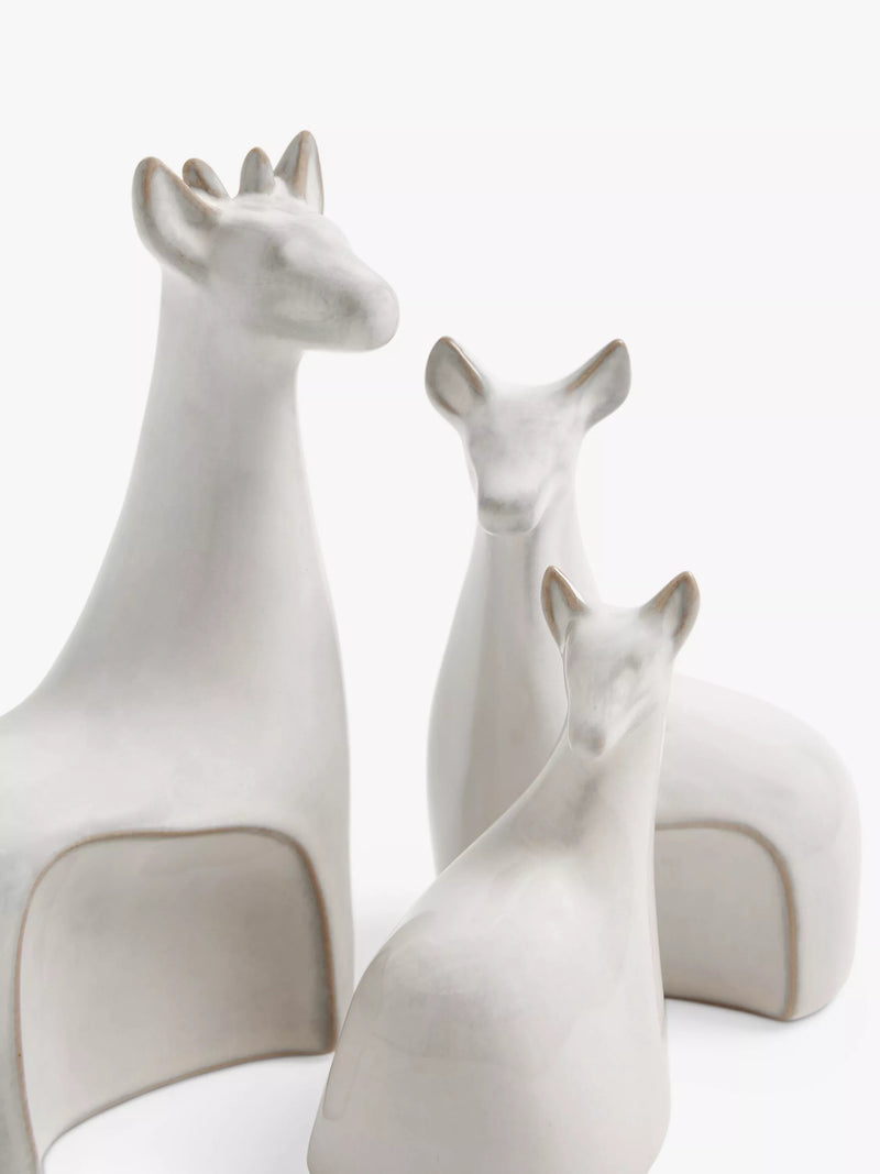 John Lewis stoneware deer ornament set white, imported from the UK
