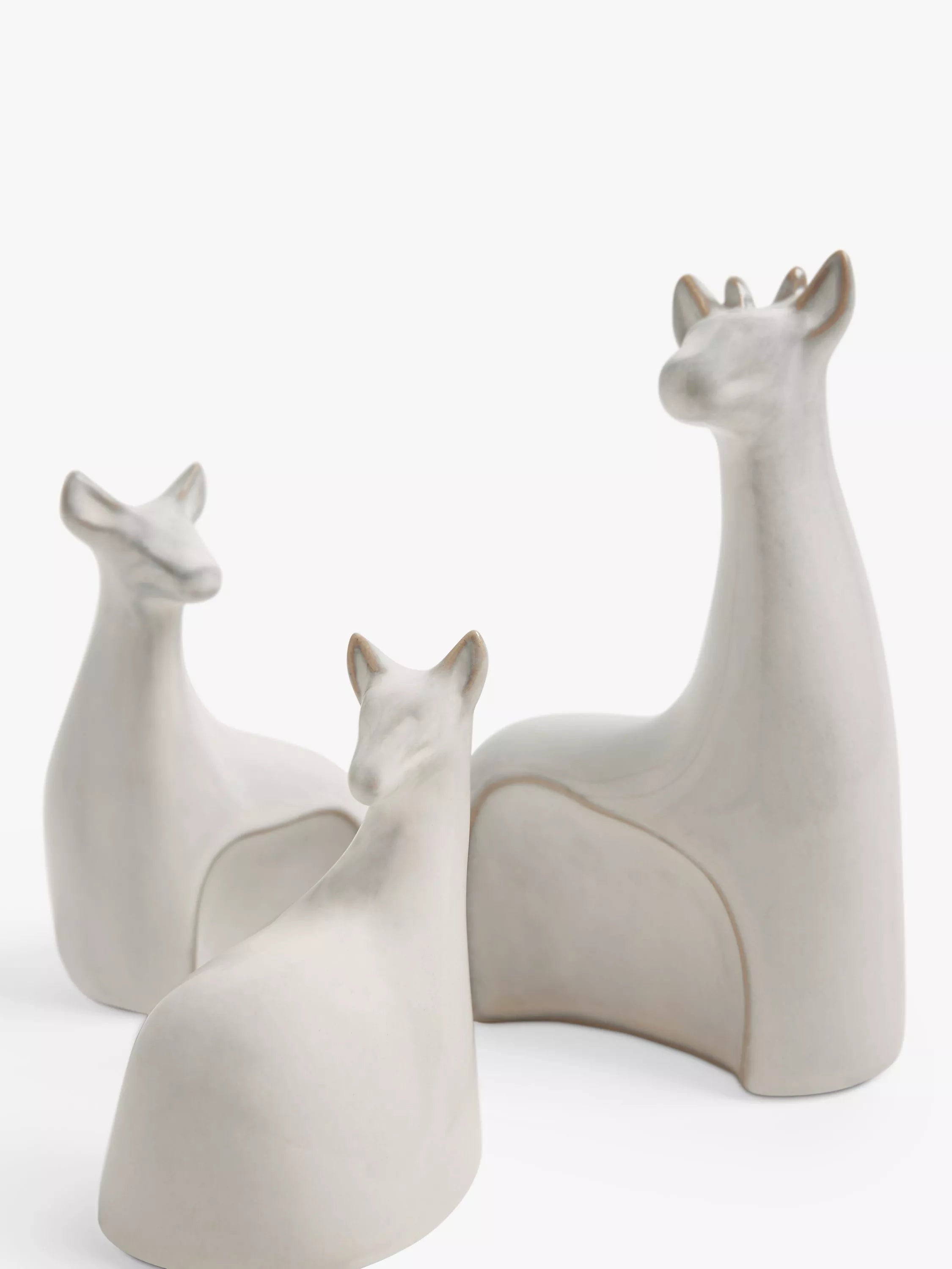 John Lewis stoneware deer ornament set white, imported from the UK