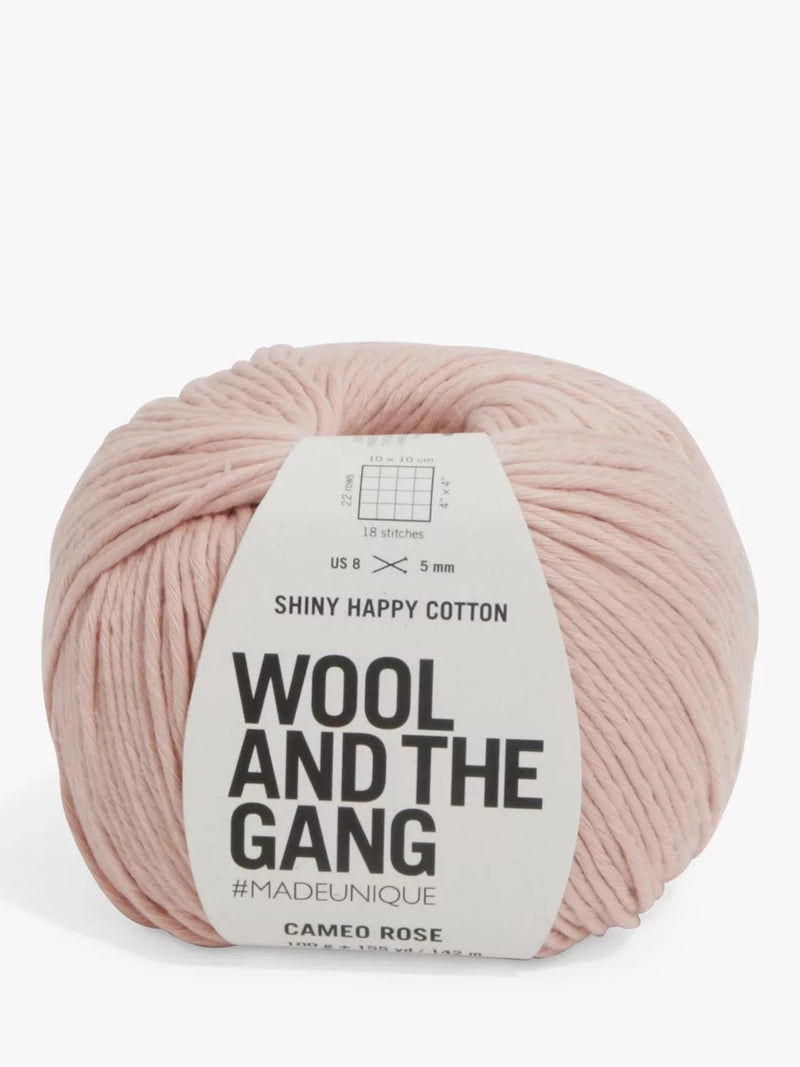 Wool And The Gang Shiny Happy Cotton Knitting and Crochet Yarn, Cameo Rose,100g