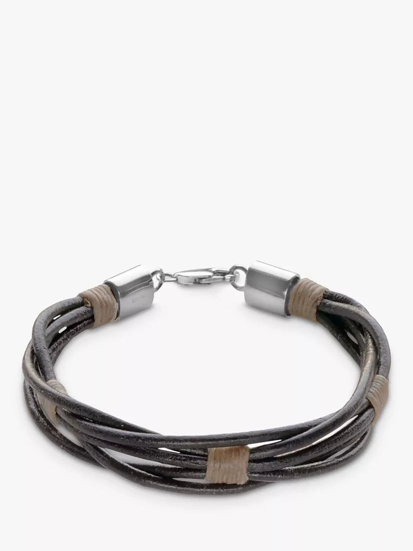 Nina B woven leather sterling silver bracelet 22cm (British brand)