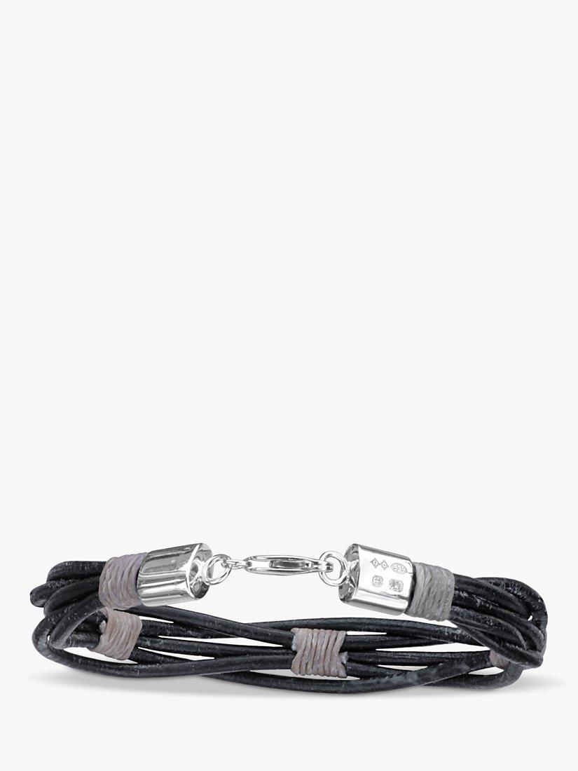 Nina B woven leather sterling silver bracelet 22cm (British brand)