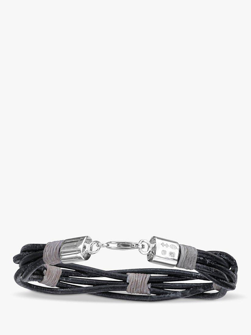 Nina B woven leather sterling silver bracelet 22cm (British brand)