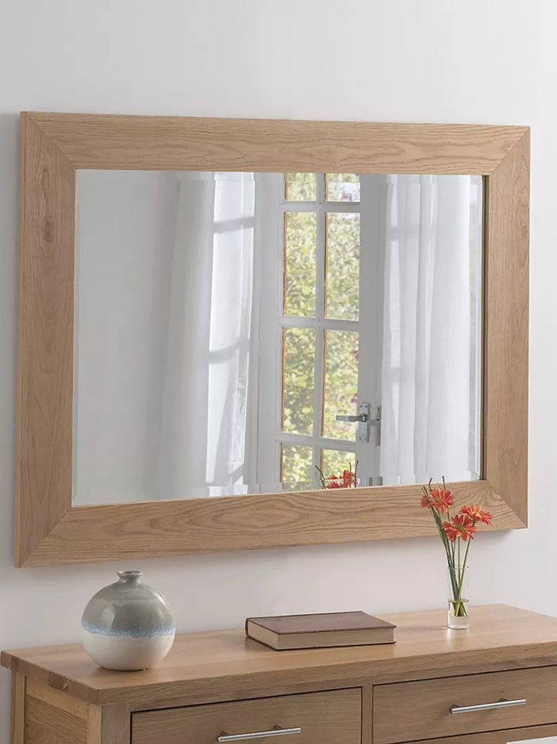 Yearn Rectangular Oak Wood Wall Mirror 69cm x 94cm