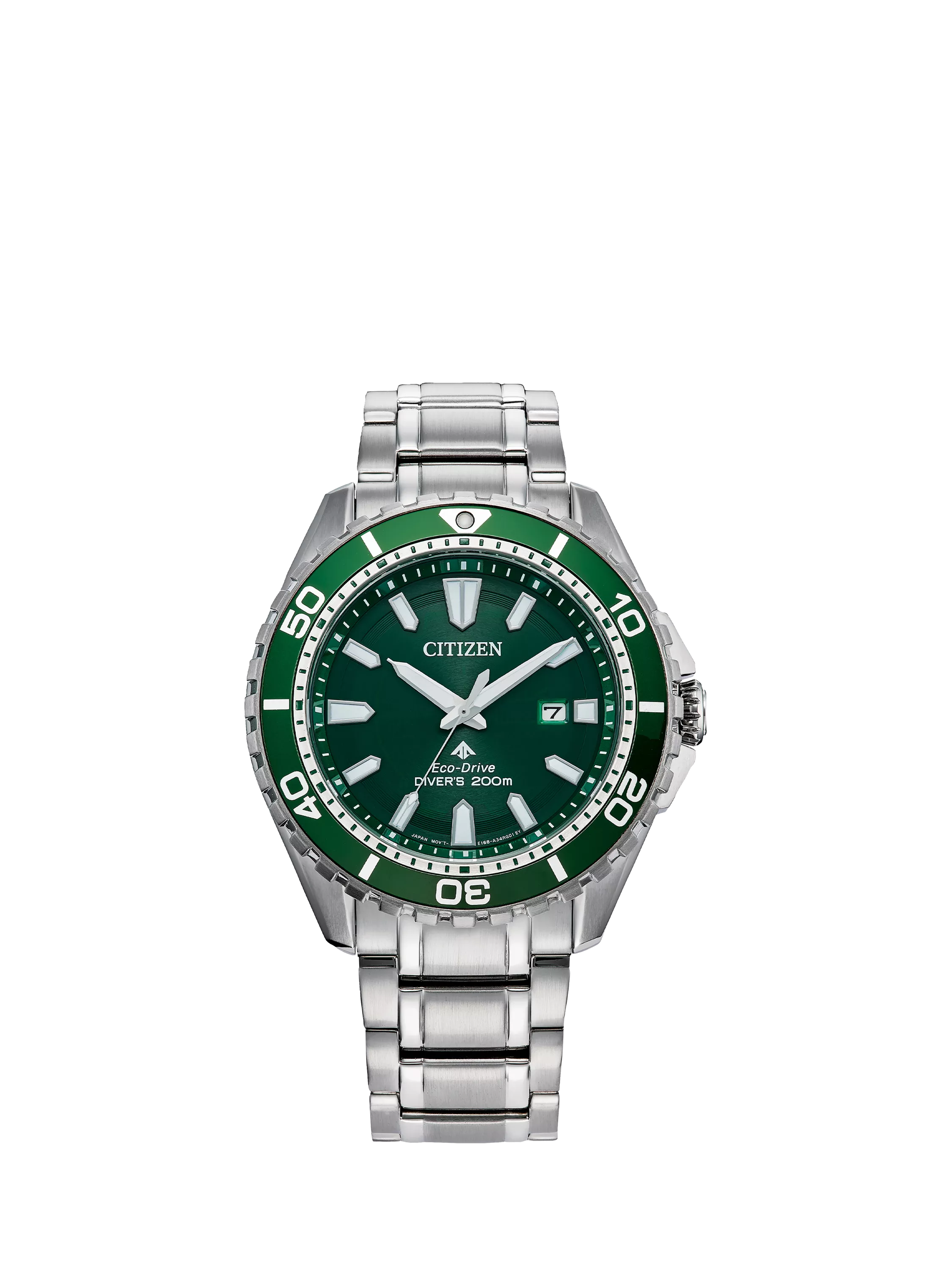 Citizen Promaster Eco-Drive diving watch with green dial, bracelet strap, UK version