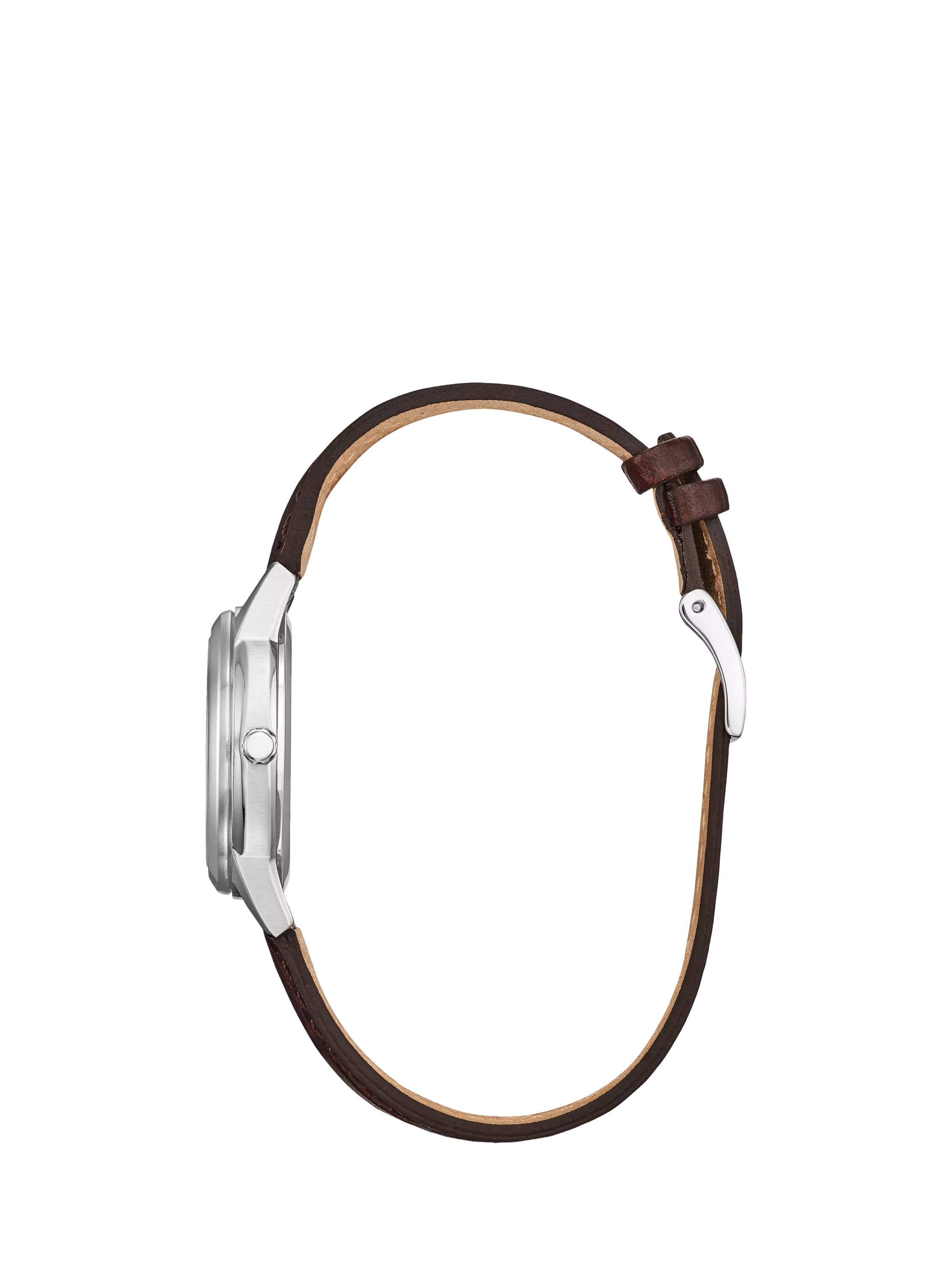 Citizen Eco-Drive date watch brown leather strap 32mm (British brand)