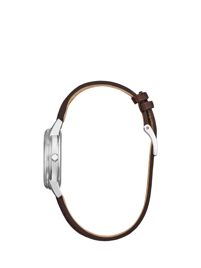 Citizen Eco-Drive date watch brown leather strap 32mm (British brand)