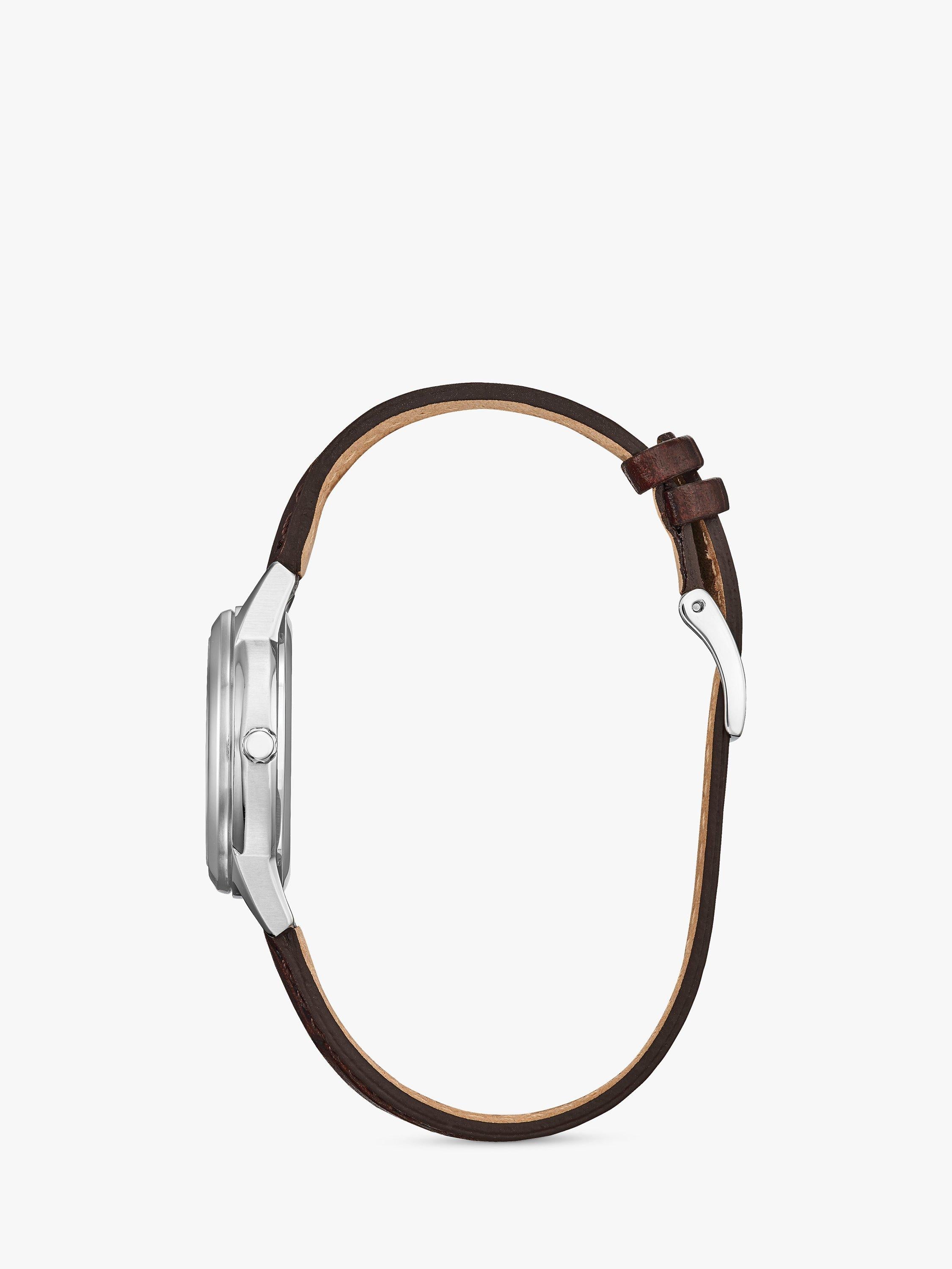 Citizen Eco-Drive date watch brown leather strap 32mm (British brand)
