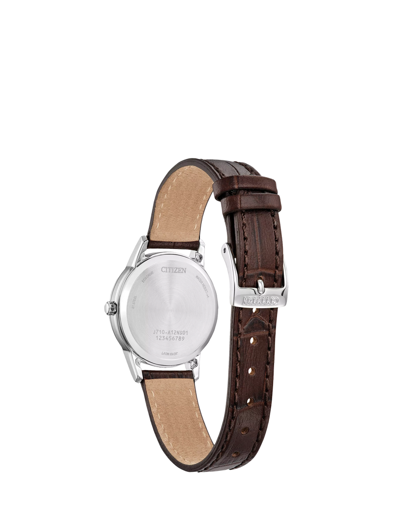 Citizen Eco-Drive date watch brown leather strap 32mm (British brand)
