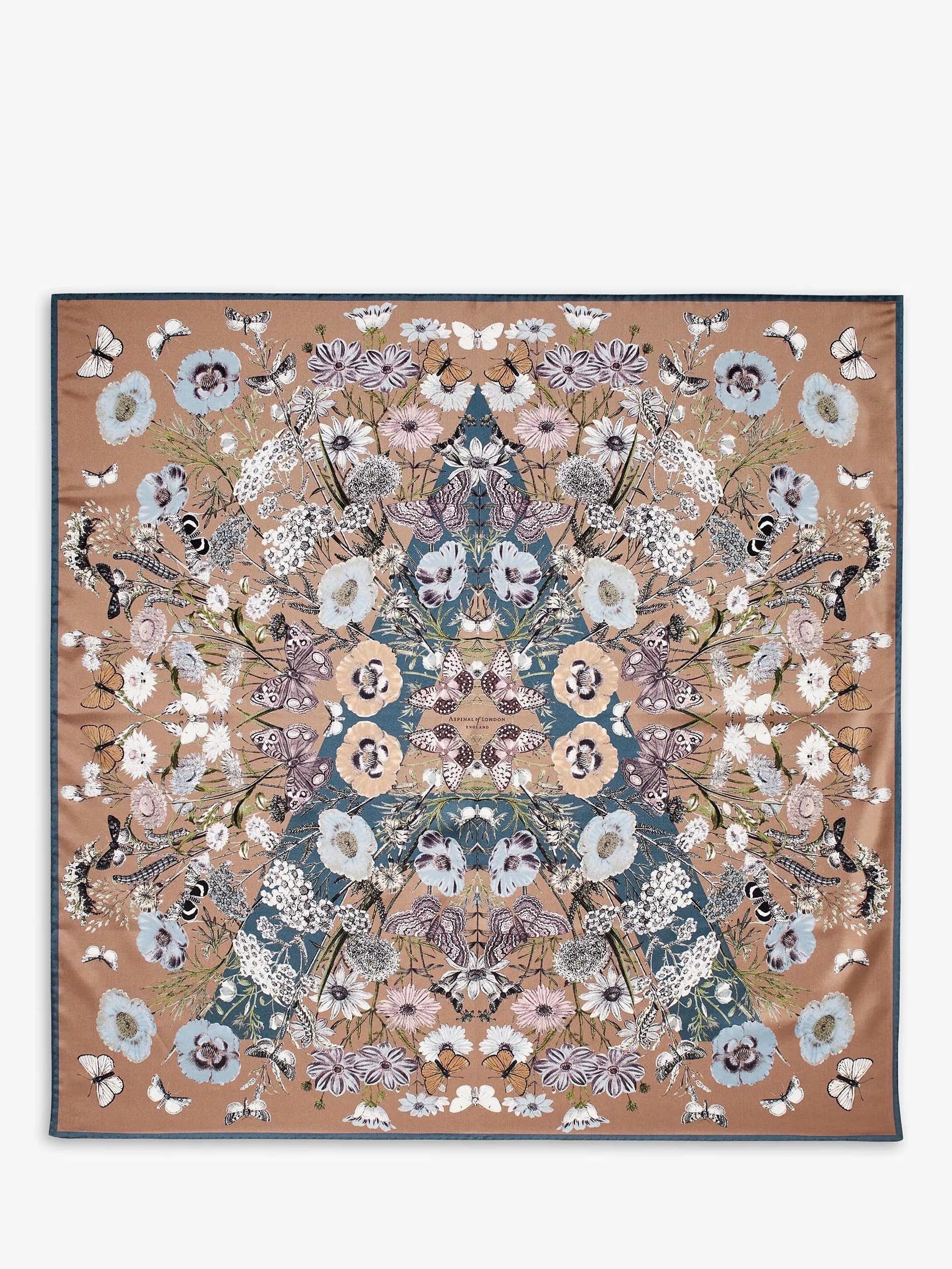 Aspinal of London silk square scarf botanical floral 90.2cm (British brand)