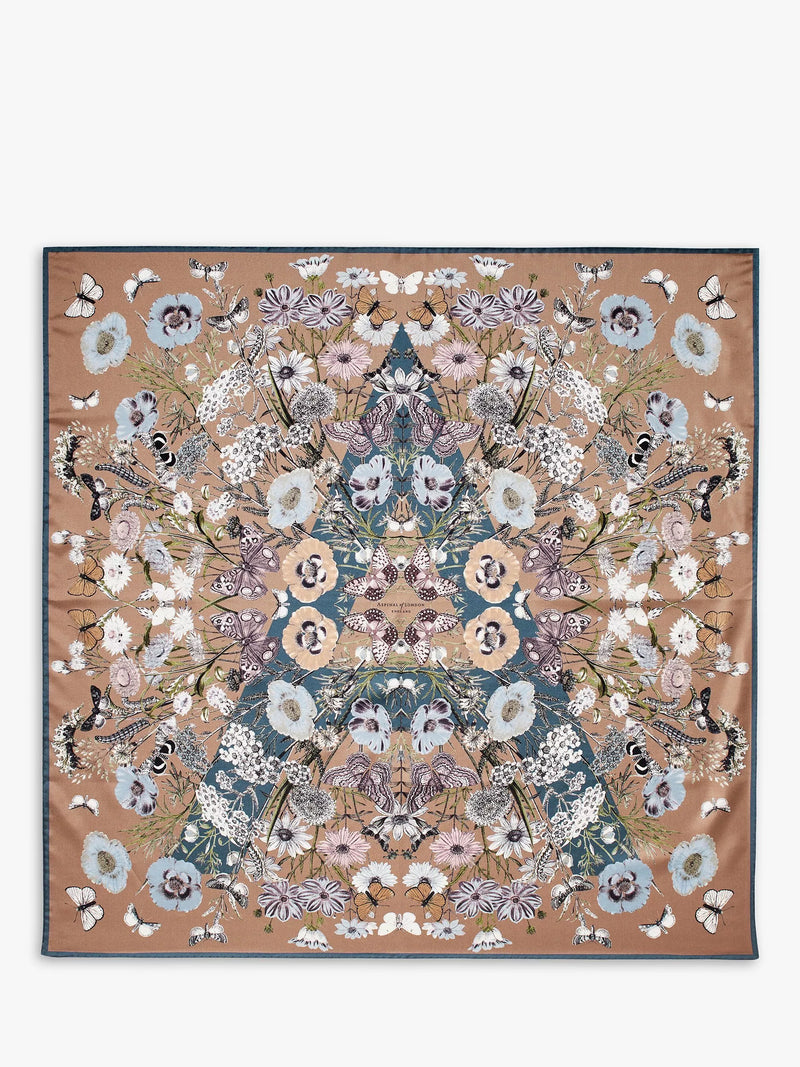 Aspinal of London silk square scarf botanical floral 90.2cm (British brand)