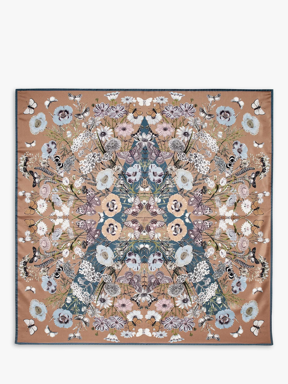 Aspinal of London silk square scarf botanical floral 90.2cm (British brand)