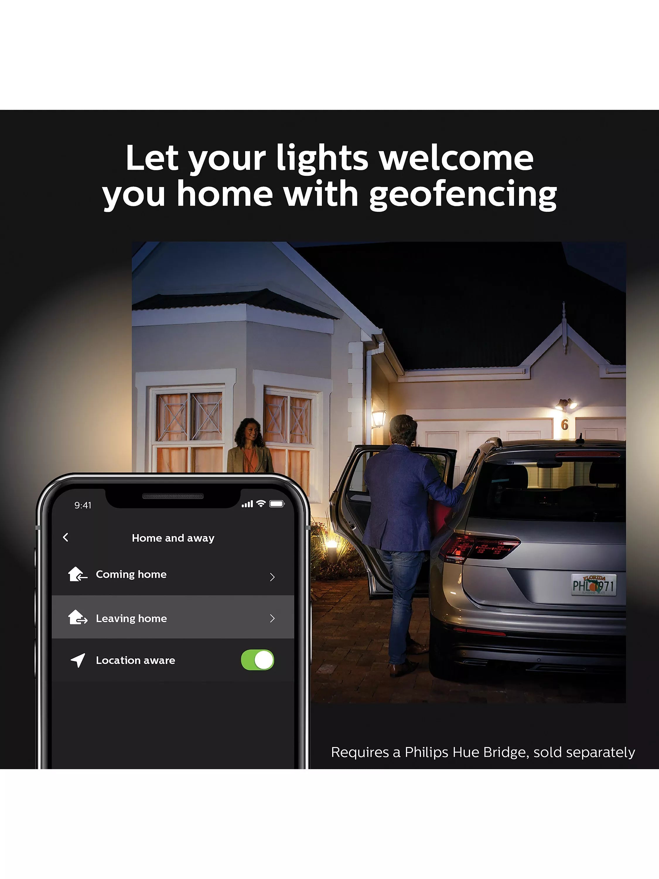 Philips Hue Resonate outdoor wall light black pack of 2, imported from the UK
