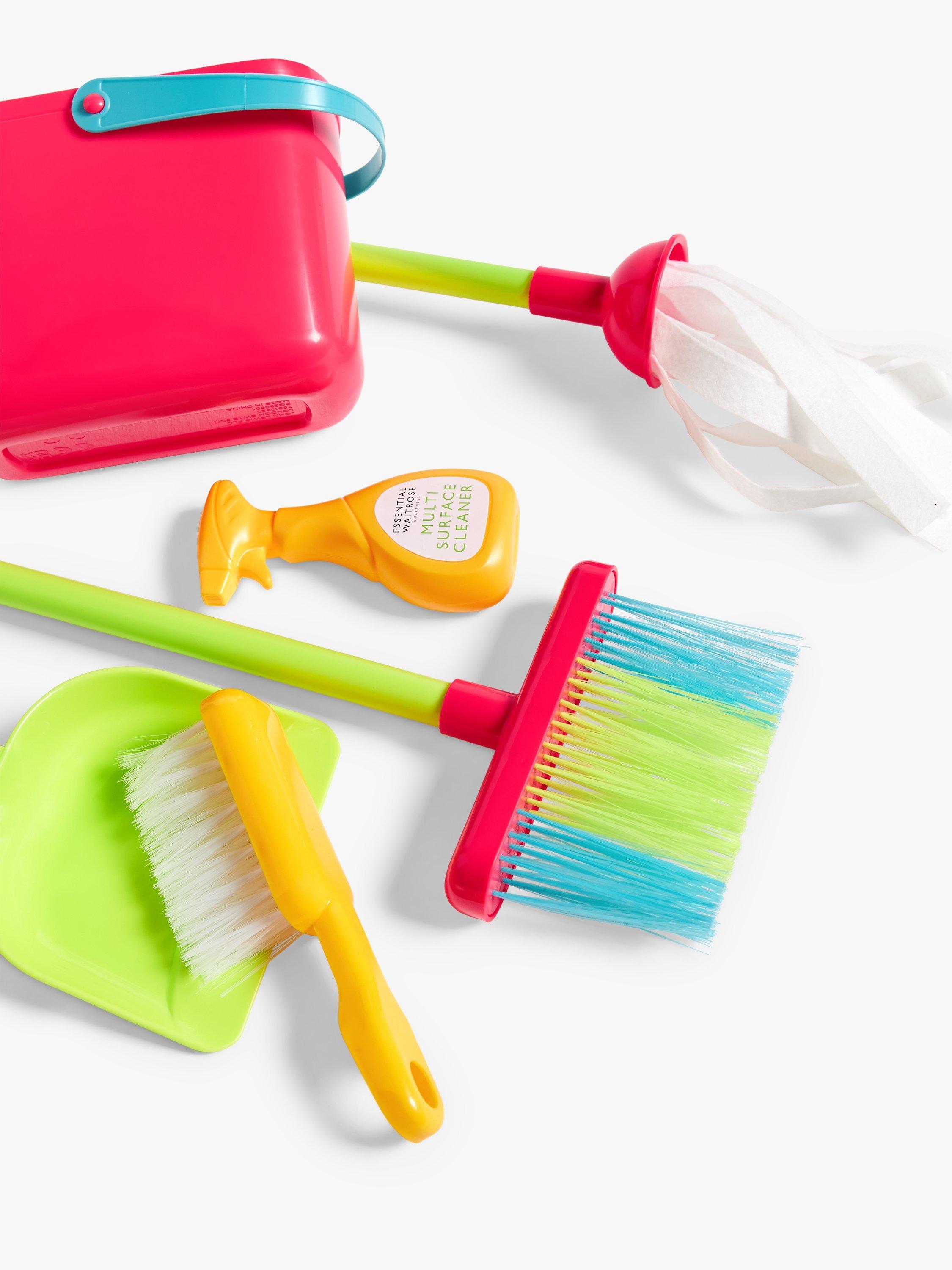 John Lewis kids cleaning playset with broom, dustpan, mop and bucket, UK version