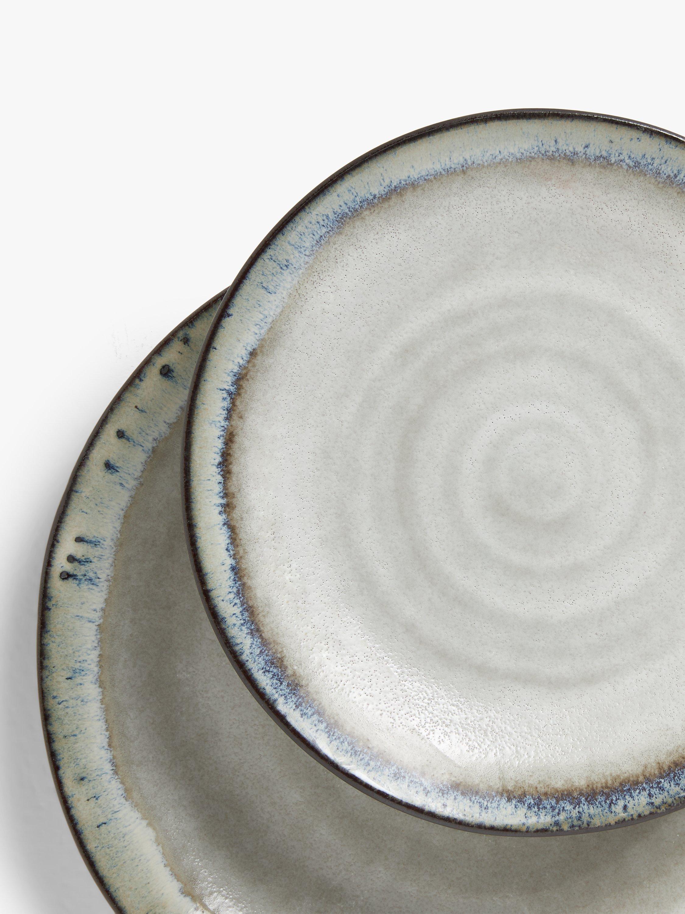 John Lewis stoneware dinnerware set 12 piece swirl contrast rim (British brand)