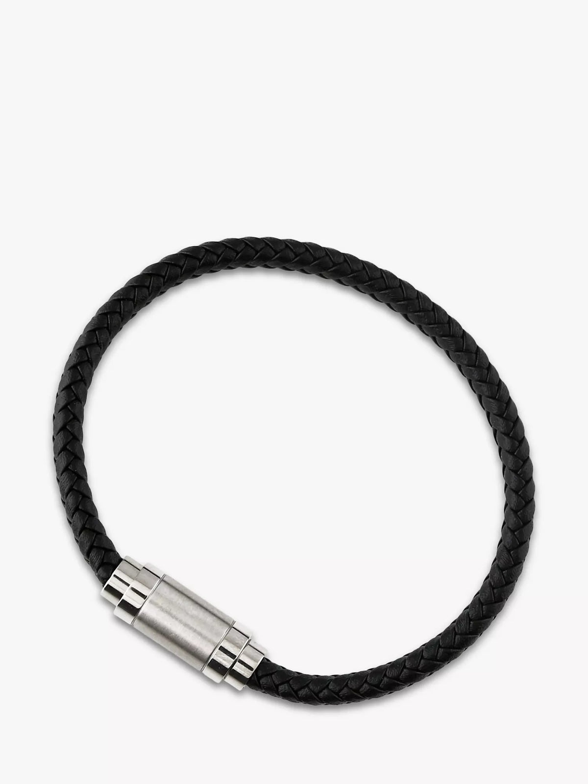Orelia plaited leather bracelet black silver 22.5cm - British product