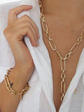 Orelia rectangular link T-bar bracelet pale gold 16cm (British brand)